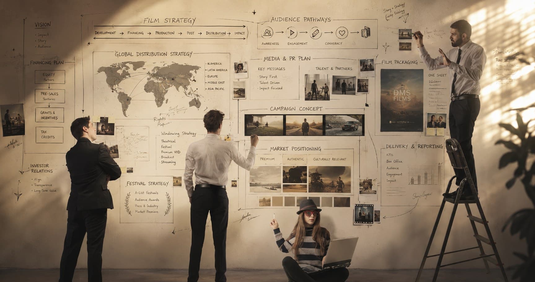 Team mapping a film distribution strategy